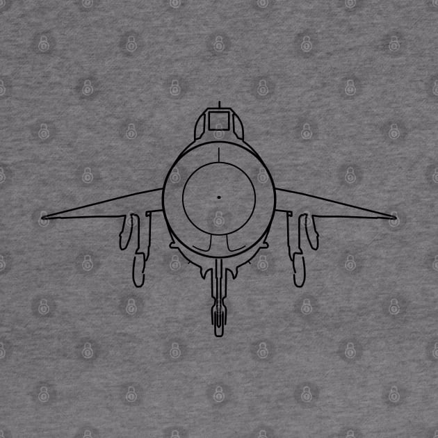 English Electric Lightning fighter aircraft outline graphic (black) by soitwouldseem